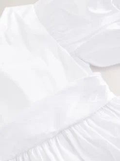 Blanc - Peignoir Flower Girls en taffetas Noeud (3mois-8ans)