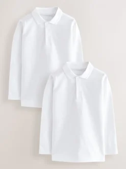 Blanc - Polo à manches longues pour l'école, lot de 2 (3-16ans)