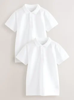Blanc - Polos en coton à manches courtes pour l'école, lot de 2 (3-16ans)