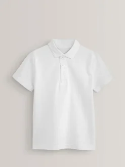 Blanc - Polos en coton à manches courtes pour l'école, lot de 2 (3-16ans)