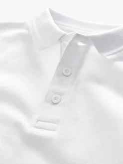 Blanc - Polos scolaires 100% coton à manches longues Lot de 5 (3-16ans)