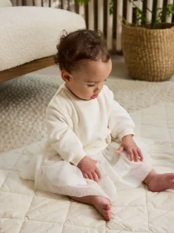 Blanc - Robe Bébé Twofer en maille (0mois à2ans)