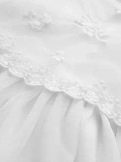 Blanc - Robe de fleur en maille (3-16ans)