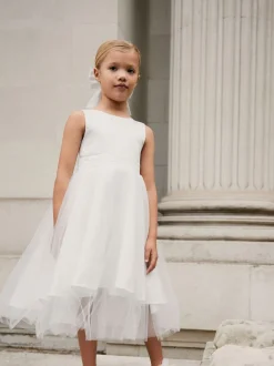 Blanc - Robe Nœud pour Fille Fleurie (3mths-16yrs)