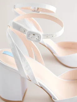 Blanc - Sandales de mariage Forever Comfort® à talons carrés à bout rond