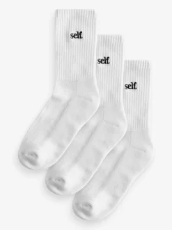 Blanc - Self. Chaussettes de cheville Cushion Sole Lounge 3 Pack