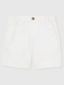 Blanc - Short chino Reiss Wicket en coton stretch