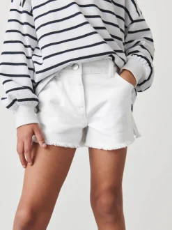 Blanc - Short en jean à bords effilochés (3-16ans)
