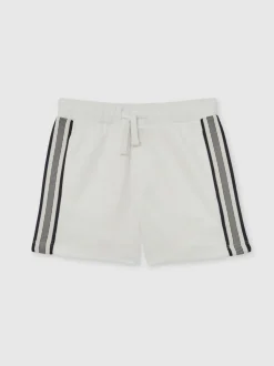 Blanc - Short Reiss Terry texturé à bandes latérales