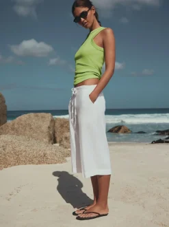 Blanc - Shorts à enfiler en Blend de Lin