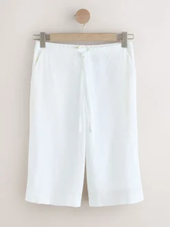 Blanc - Shorts à enfiler en Blend de Lin