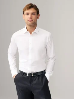 Blanc - Skinny Fit (Skinny Fit) - Lot de 2 chemises élégantes à manchette simple Easy Care manches longues