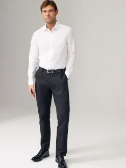 Blanc - Skinny Fit (Skinny Fit) - Lot de 2 chemises élégantes à manchette simple Easy Care manches longues