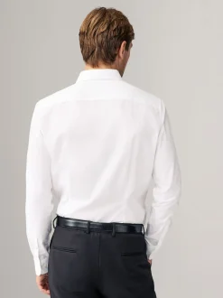 Blanc - Skinny Fit (Skinny Fit) - Lot de 2 chemises élégantes à manchette simple Easy Care manches longues