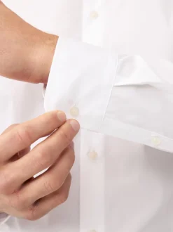 Blanc - Skinny Fit (Skinny Fit) - Lot de 2 chemises élégantes à manchette simple Easy Care manches longues