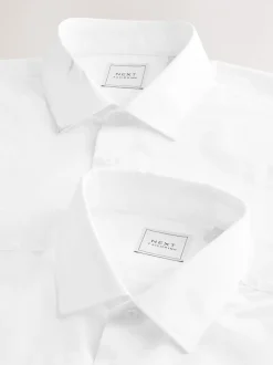 Blanc - Skinny Fit (Skinny Fit) - Lot de 2 chemises élégantes à manchette simple Easy Care manches longues