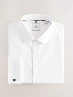 Blanc - Slim Fit (Slim Fit) - Chemises de nuit texturées à double poignet et d'entretien facile
