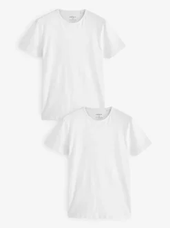 Blanc - Slim Fit (Slim Fit) - T-shirts de superposition en coton 100 %, lot de 2