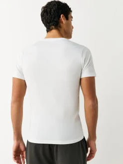 Blanc - Slim Fit (Slim Fit) - T-shirts de superposition en coton 100 %, lot de 2