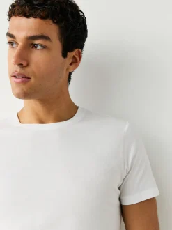 Blanc - Slim Fit (Slim Fit) - T-shirts de superposition en coton 100 %, lot de 2