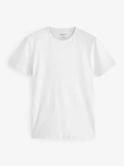 Blanc - Slim Fit (Slim Fit) - T-shirts de superposition en coton 100 %, lot de 2