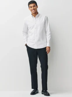 Blanc - Slim Fit (Slim Fit) - Chemise Oxford à manches longues