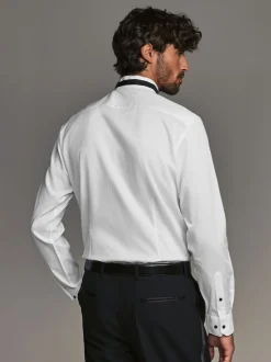 Blanc - Slim Fit (Slim Fit) - Coupe ajustée Single Cuff Chemises With Col cassé And Nœud papillon Lot