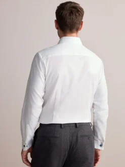 Blanc - Slim Fit (Slim Fit) - Chemise élégante Signature 100% coton texturée