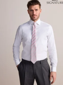 Blanc - Slim Fit (Slim Fit) - Chemise élégante Signature 100% coton texturée