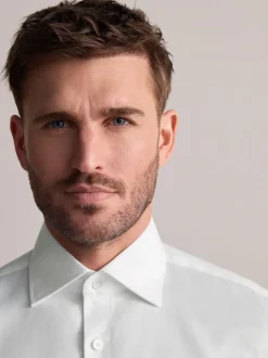 Blanc - Slim Fit (Slim Fit) - Chemise élégante Signature 100% coton texturée