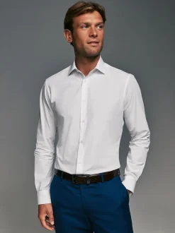 Blanc - Slim Fit (Slim Fit) - Lot de 3 chemises élégantes faciles d’entretien à manchette simple