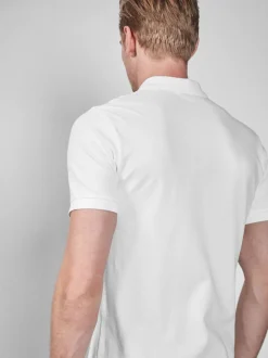 Blanc - Slim Fit (Slim Fit) - Polo Manches courtes Pique