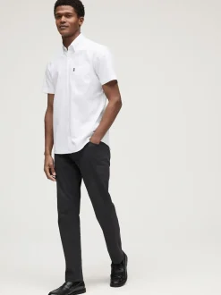 Blanc - Slim Fit (Slim Fit) - Chemise Oxford à manches courtes Easy Iron Button Down