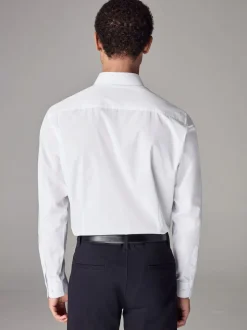 Blanc - Slim Fit (Slim Fit) - Chemises intelligentes faciles d’entretien à poignets simples