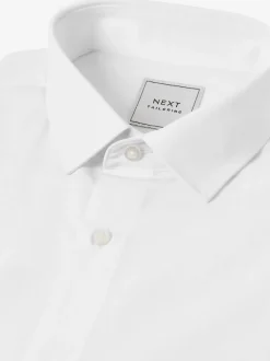 Blanc - Slim Fit (Slim Fit) - Chemises intelligentes faciles d’entretien à poignets simples