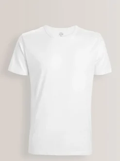Blanc - Slim Fit (Slim Fit) - T-shirts de superposition en coton 100 %, lot de 5