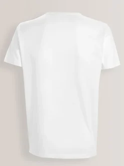 Blanc - Slim Fit (Slim Fit) - T-shirts de superposition en coton 100 %, lot de 5