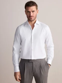Blanc - Slim Fit (Slim Fit) - Chemise Signature texturée élégante