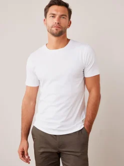 Blanc - Slim Fit (Slim Fit) - T-shirt Essential Col rond en coton