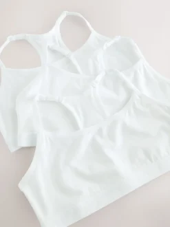 Blanc - Strappy Racer Back Crop Tops Pack de 3 (5-16ans)