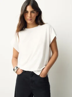 Blanc - T-shirt Blend modal TENCEL™ à Mancherons