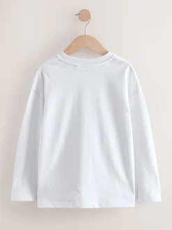 Blanc - T-shirt confortable à manches longues (3-16 ans)