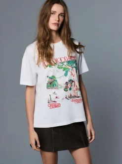 Blanc - T-shirt Fleetwood Mac à manches courtes et col rond graphique