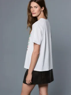 Blanc - T-shirt Fleetwood Mac à manches courtes et col rond graphique