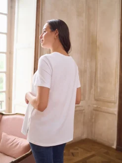 Blanc - T-shirt Grossesse Seraphine en modal de coton à manches courtes