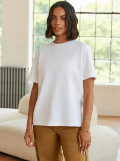 Blanc - T-shirt Manche courte Col ras du cou lourd