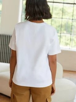 Blanc - T-shirt Manche courte Col ras du cou lourd