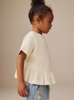 Blanc - T-shirt péplum à manches courtes (3mois-7ans)