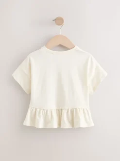 Blanc - T-shirt péplum à manches courtes (3mois-7ans)