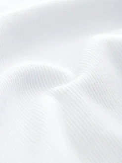 Blanc - T-shirt ras du cou côtelé à manches courtes